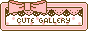 banner for cutegallery neocities website. the banner says cute gallery with a white-pink polka dot background, pink and black lace top border, and a thick rounded pink border around all of this, plus a pink bow on the top left.